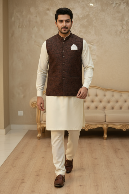 Men Brown Waistcoat