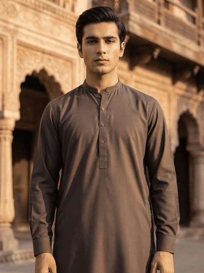 Men Brown Shalwar kameez
