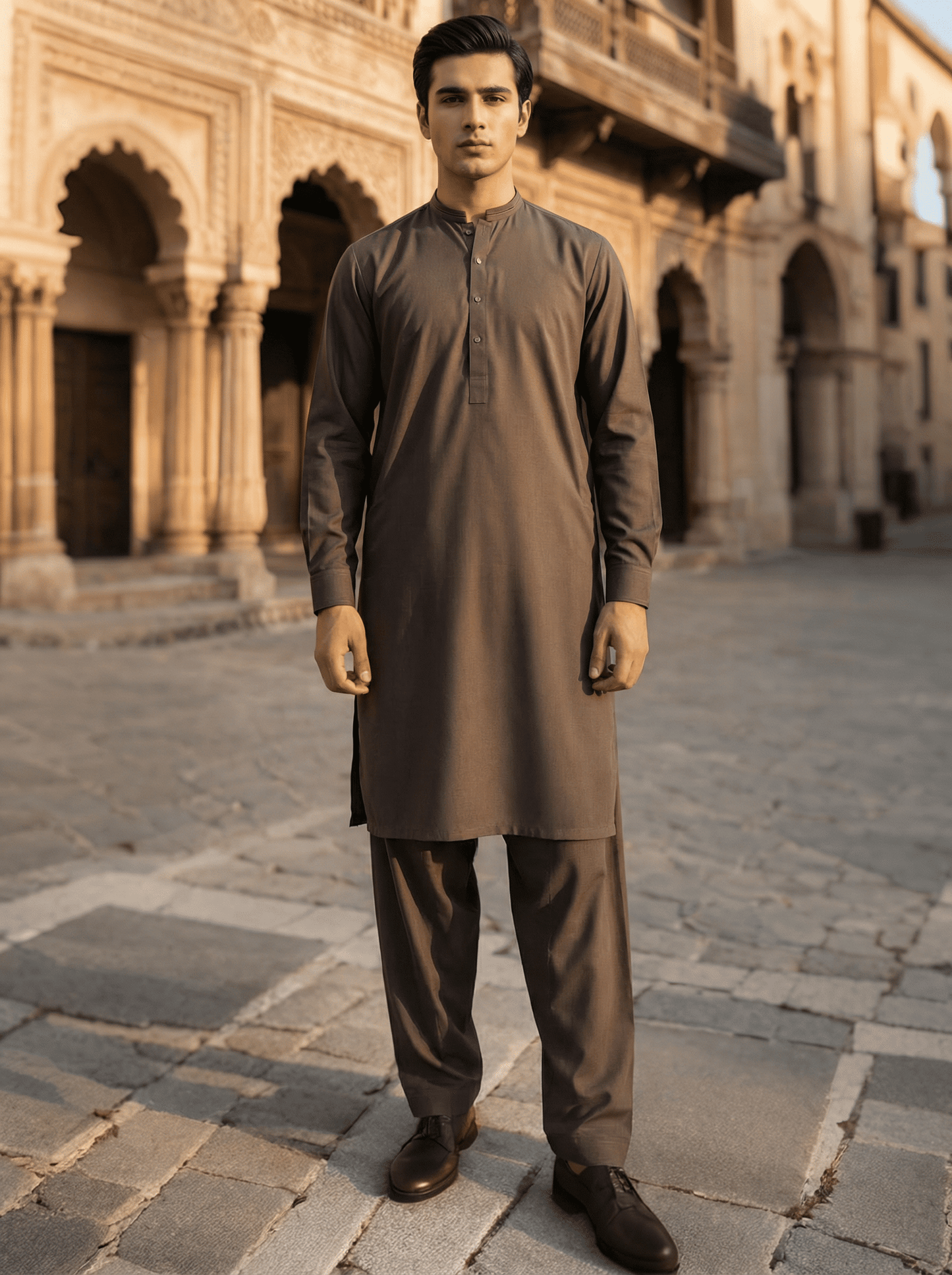 Men Brown Shalwar kameez