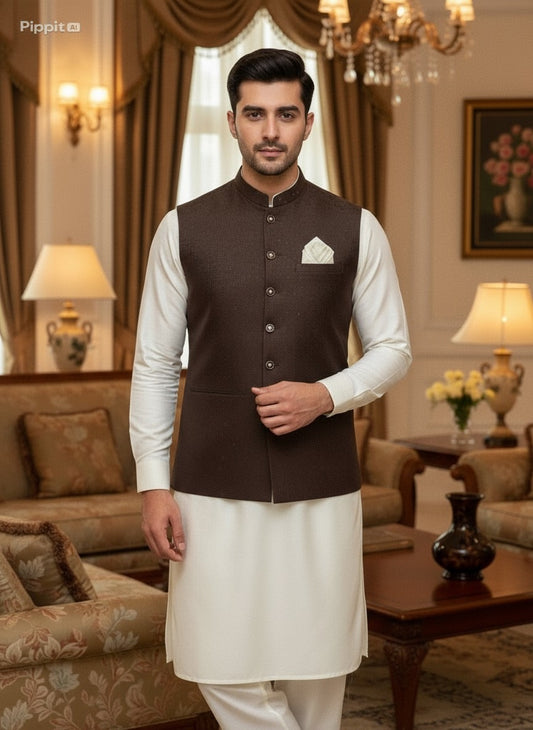 Men Brown Waistcoat