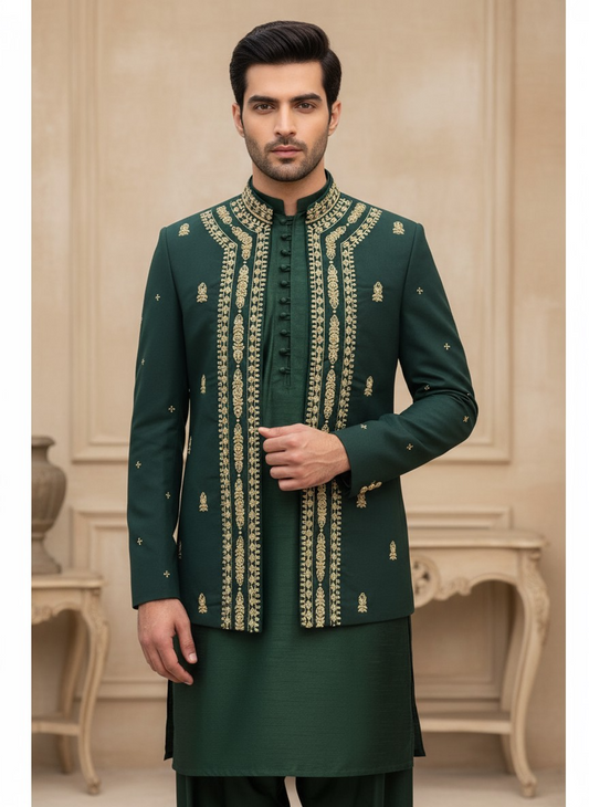 Premium Green Color Open Prince Coat