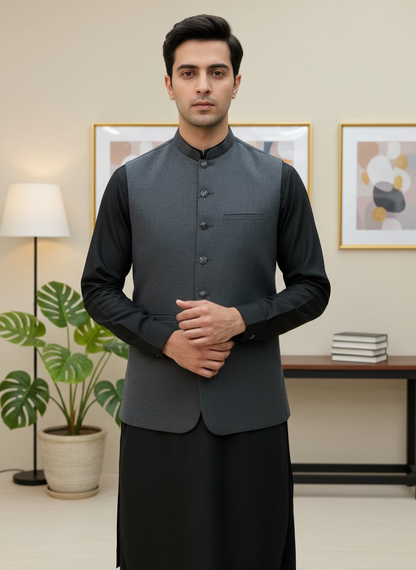Men Grey Waistcoat