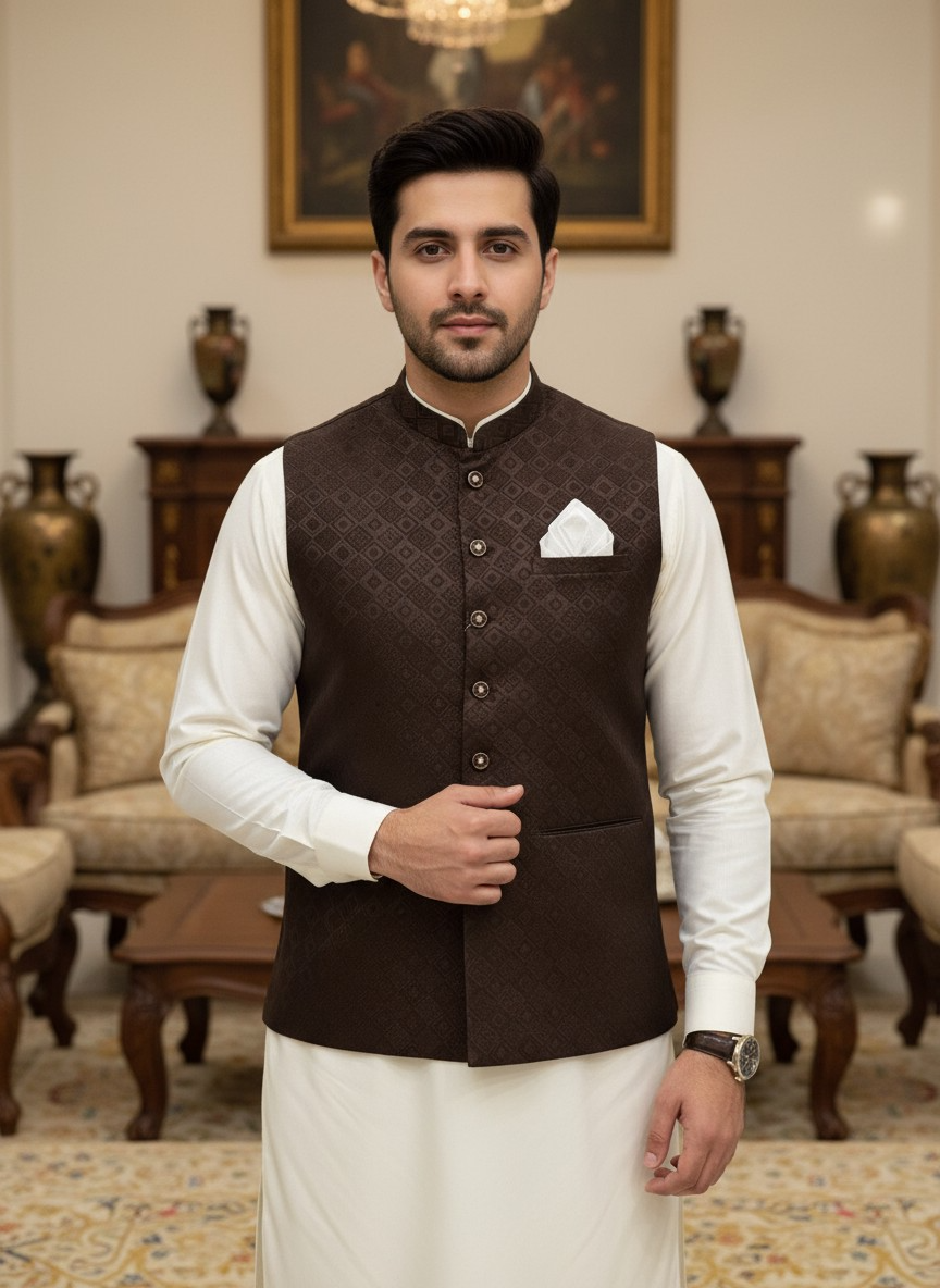 Men Brown Waistcoat