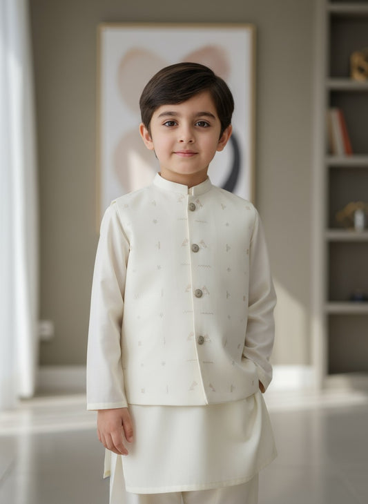 Kids 3 Piece Kameez Pajama with Waistcoat
