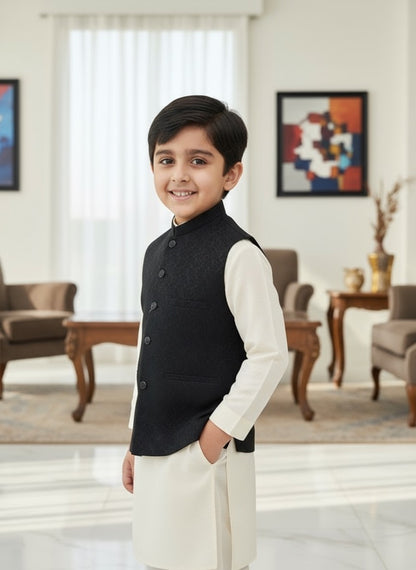 Kids Premium Black Waistcoat