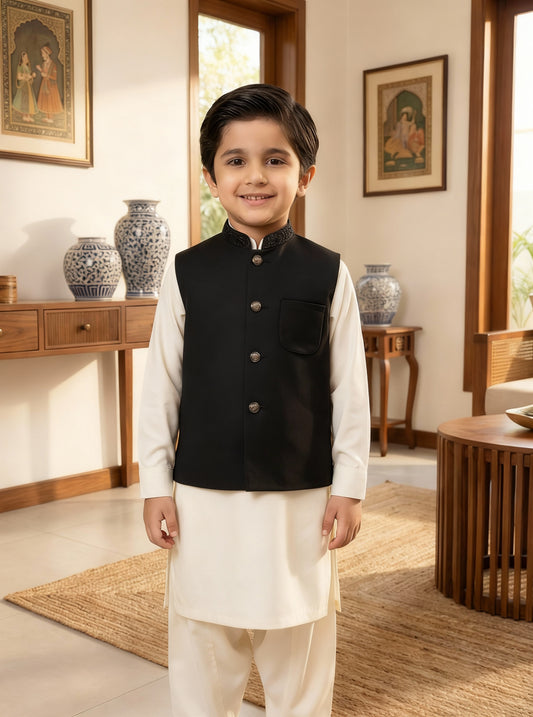 Kids Black Formal Waistcoat