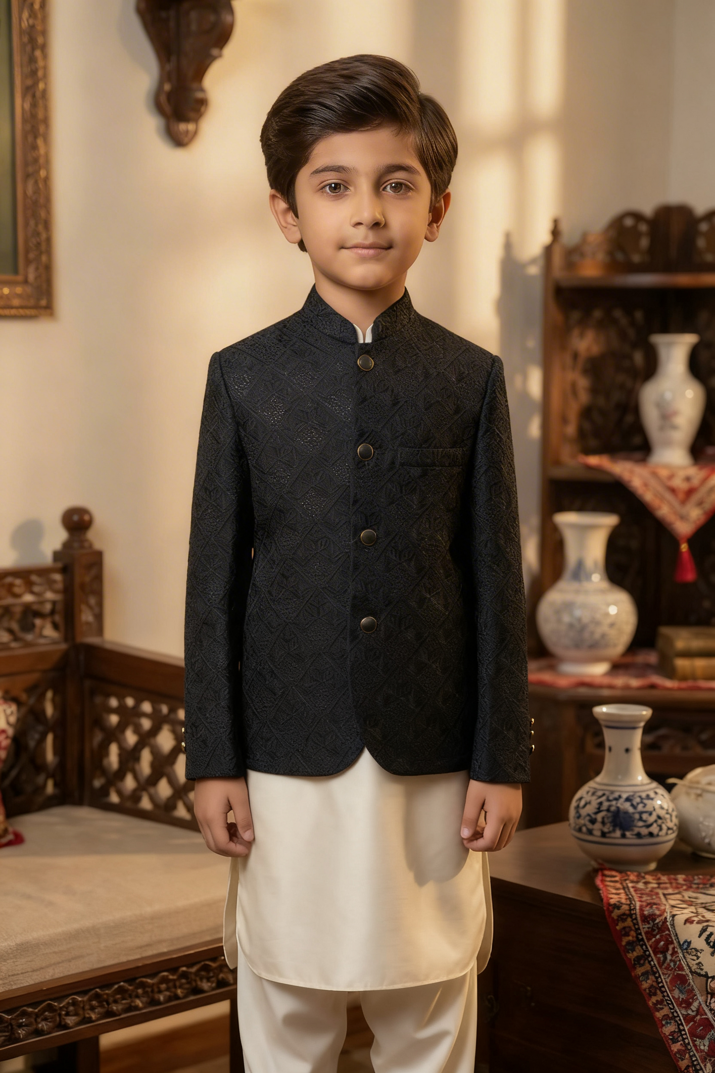 Kids Premium Black Prince Coat