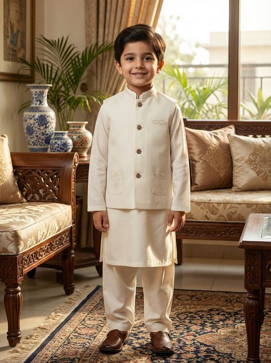Kids Kameez Pajama with Waistcoat