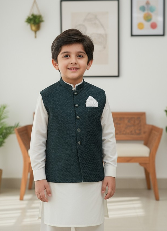 Kids Green Waistcoat