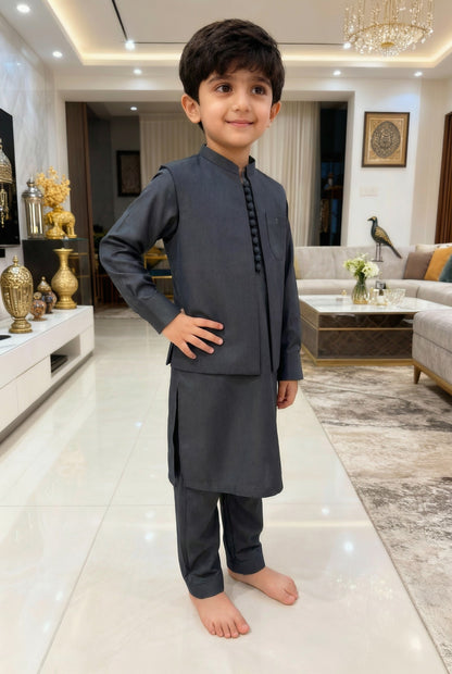 Kids 3 Piece Kameez Pajama with Waistcoat