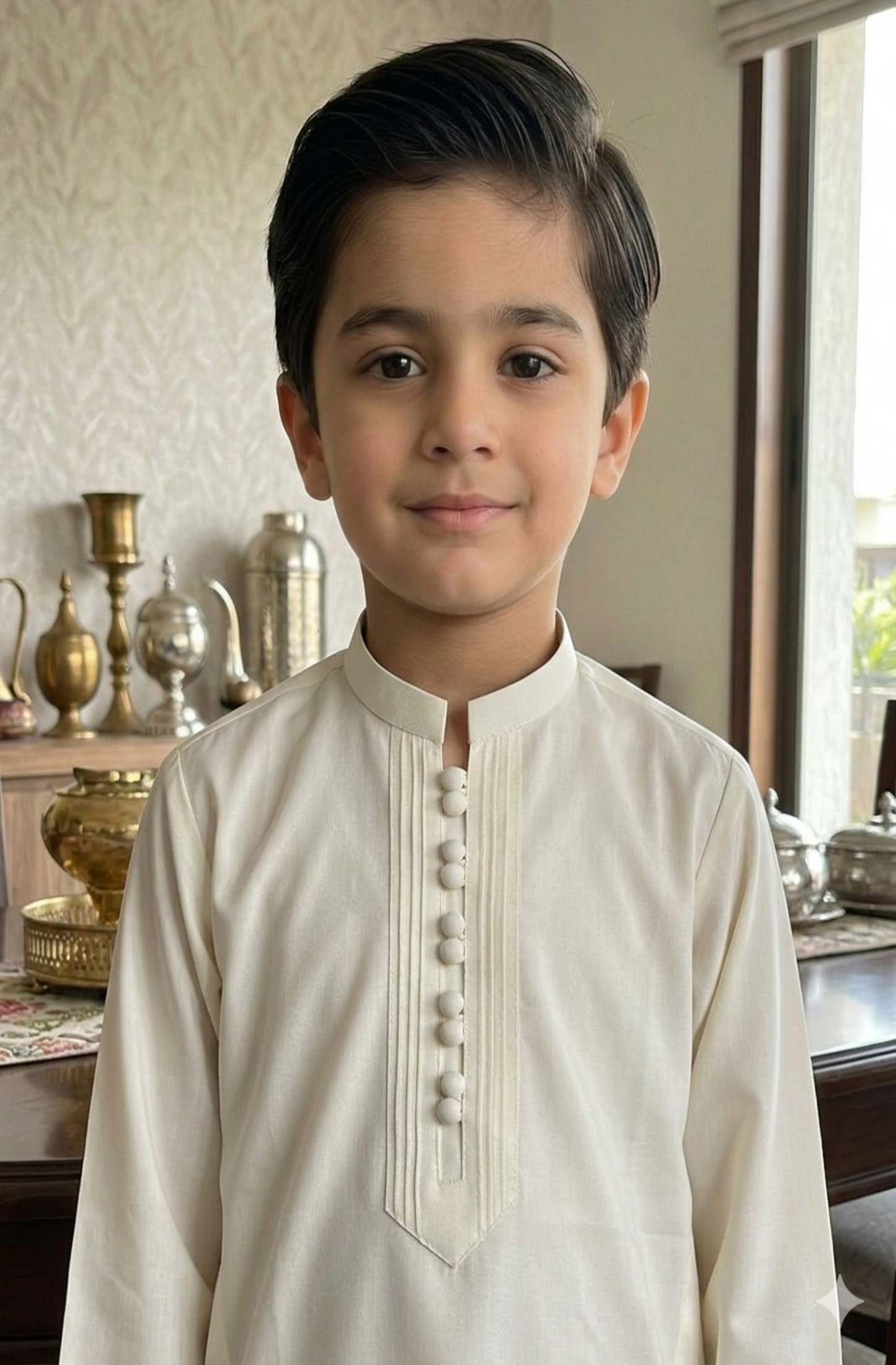 Kids Cream Kameez Pajama