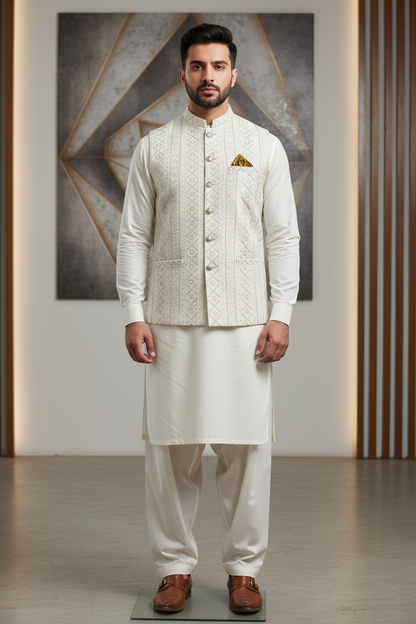 Masoori Waistcoat Off-White Color