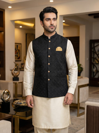 Men Stylish Black Waistcoat
