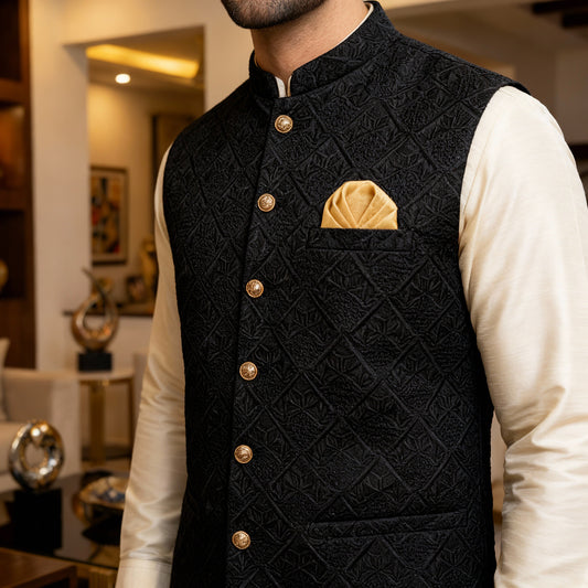 Men Stylish Black Waistcoat