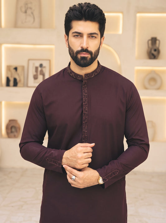 Men Mehroon kameez Pajama