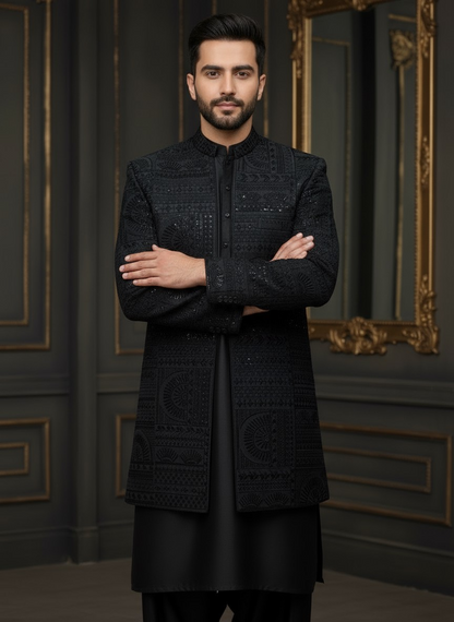 Premium Black Long Prince Coat