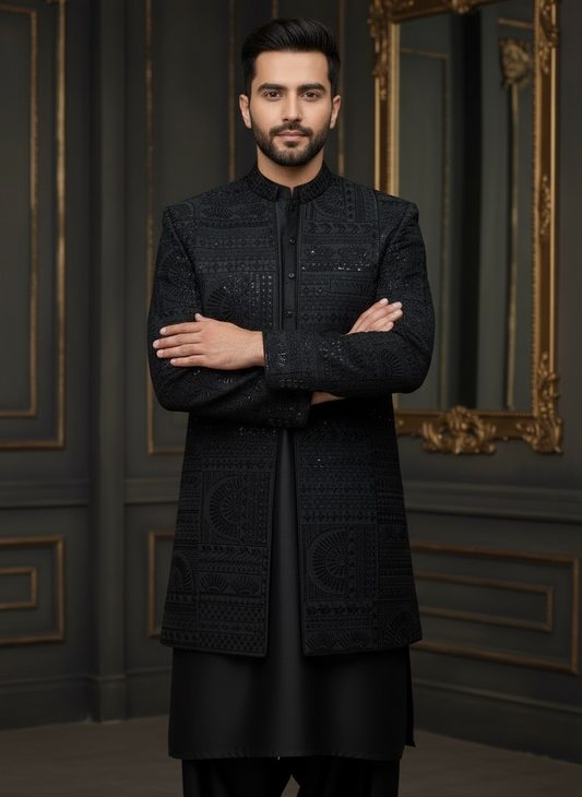 Premium Black Long Prince Coat