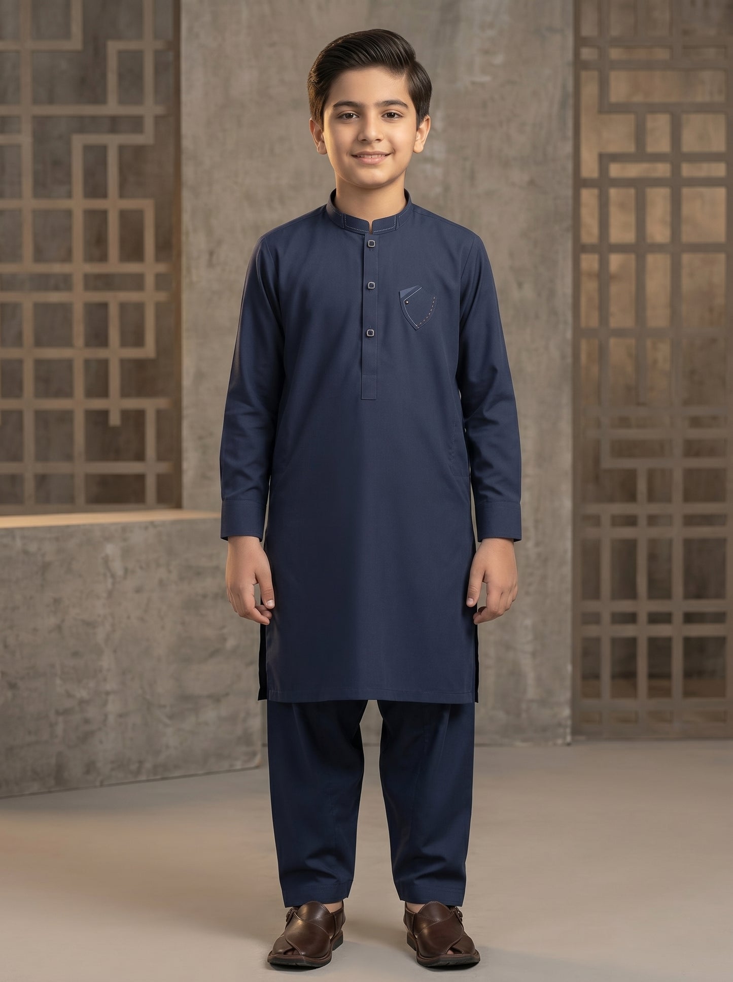 Boys Navy Blue Kameez Shalwar