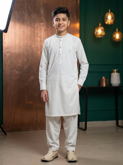 Boys Off White Kameez Shalwar