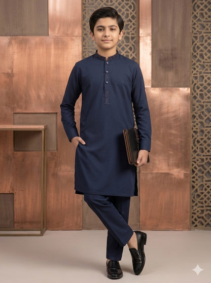 Boys Navy Blue Kameez Pajama