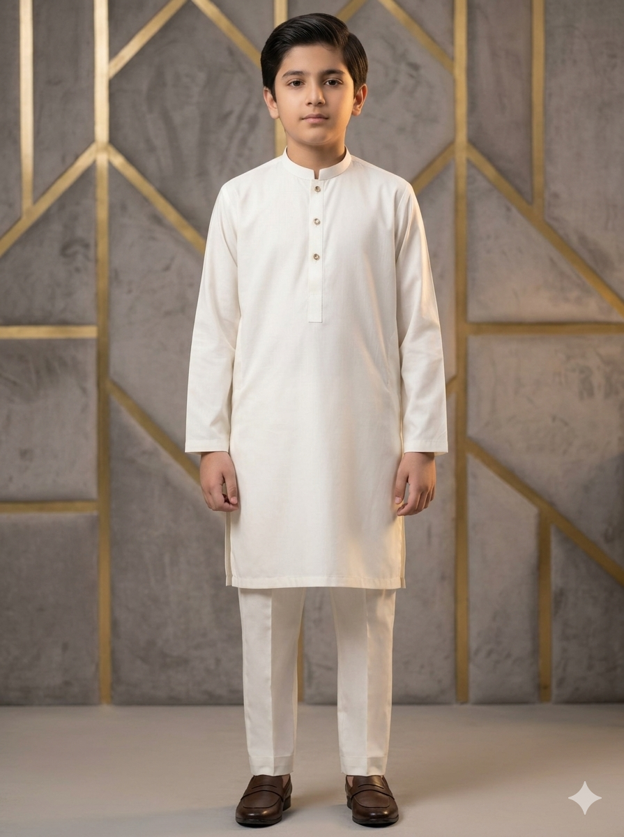 Boys Off White Kameez Pajama