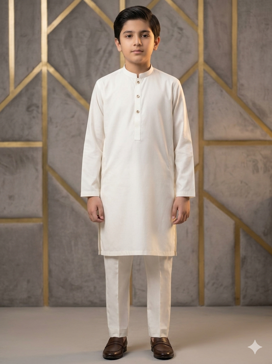 Boys Off White Kameez Pajama