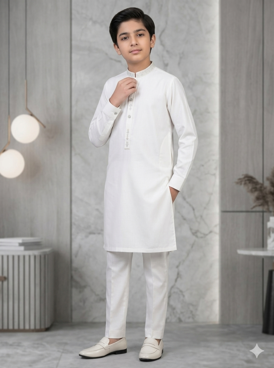 Boys Off White Kameez Pajama
