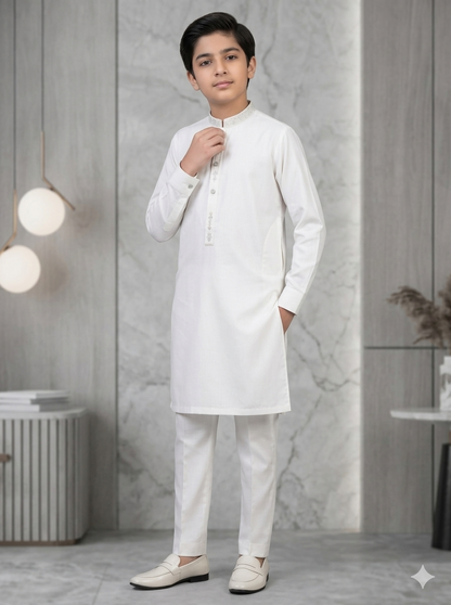 Boys Off White Kameez Pajama