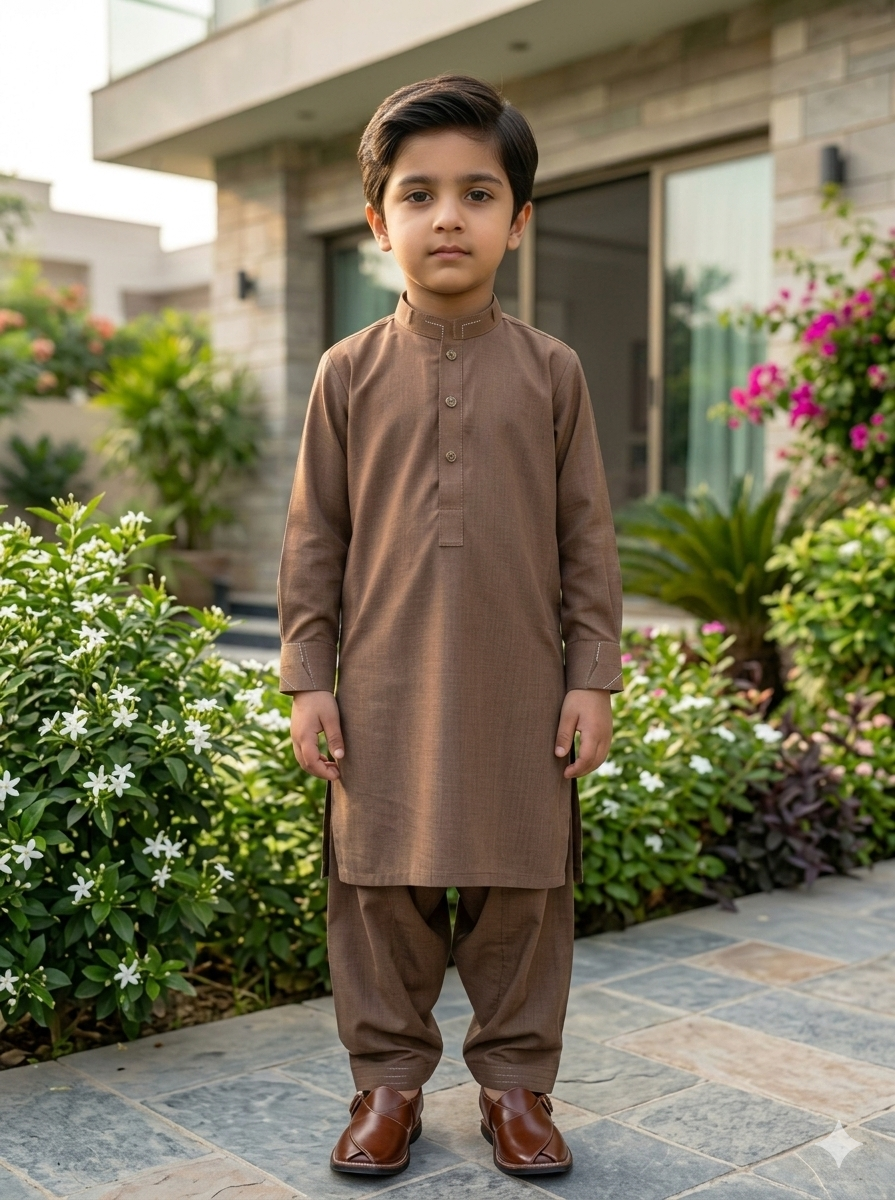 Kids Mustard Kameez Shalwar