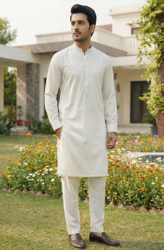 Premium Off-White Pajama Kameez