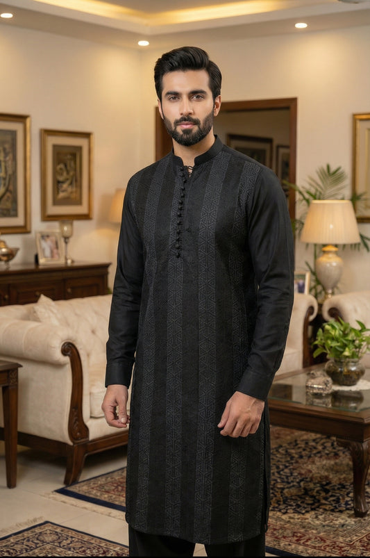 Men Black Pajama Kameez