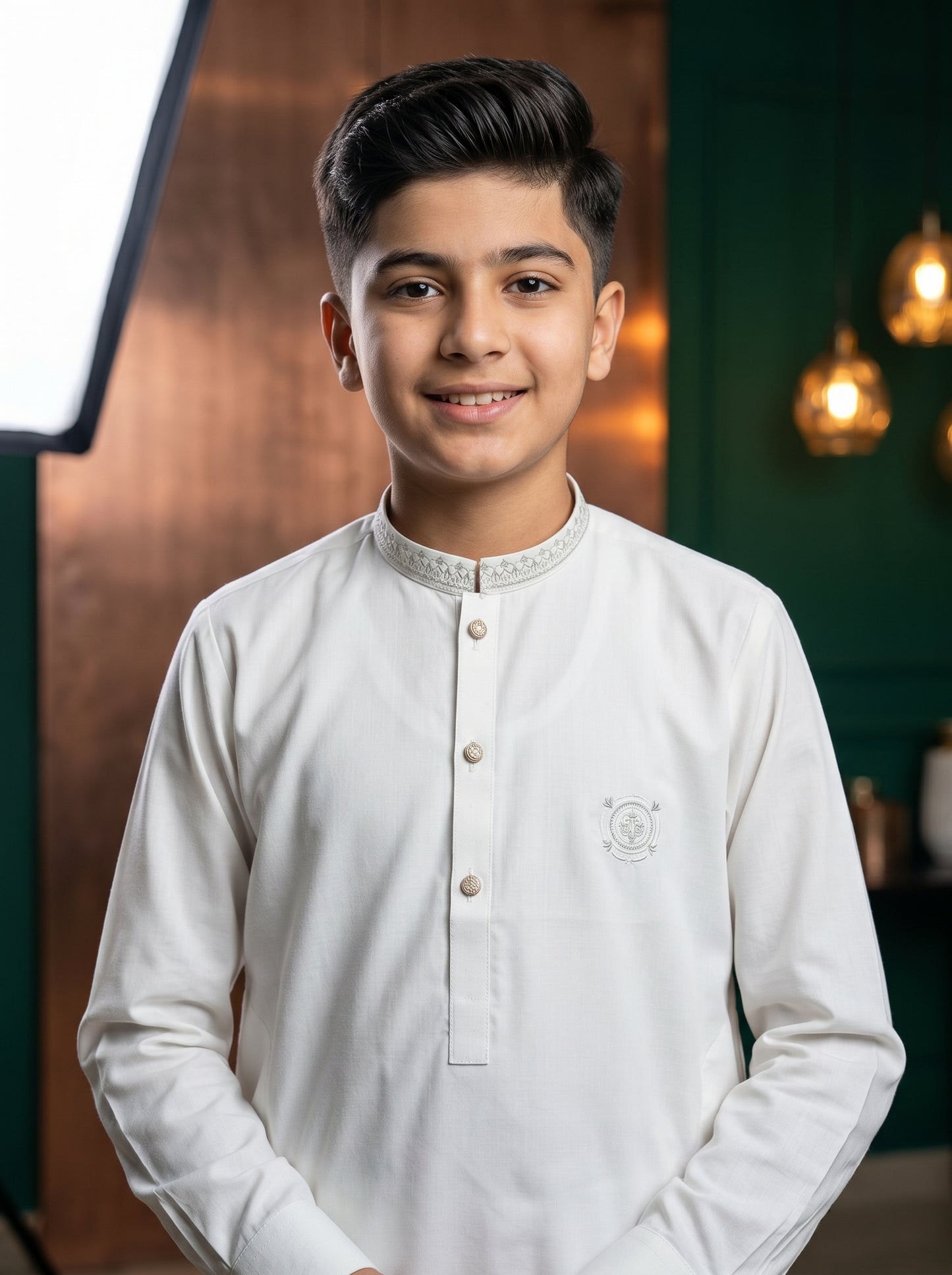 Boys Off White Kameez Shalwar