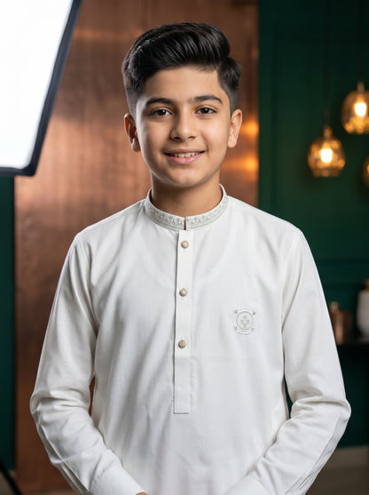 Boys Off White Kameez Shalwar
