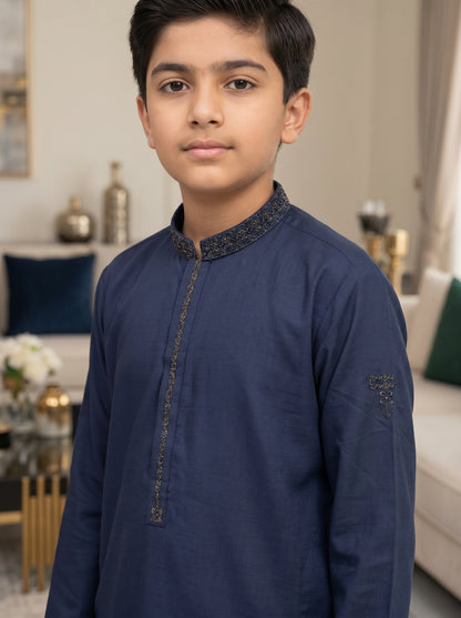 Boys Navy Blue Kameez Pajama