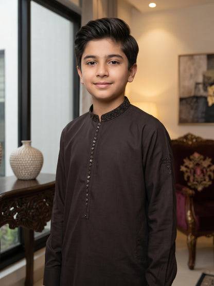 Boys C Brown Kameez Pajama
