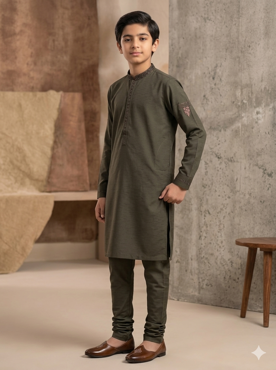 Boys Mehndi Kameez Pajama