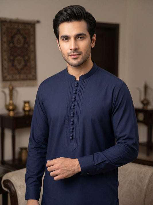 Men Navy Blue kameez Shalwar