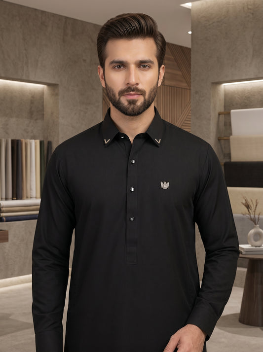 Men Black Cotton kameez Shalwar