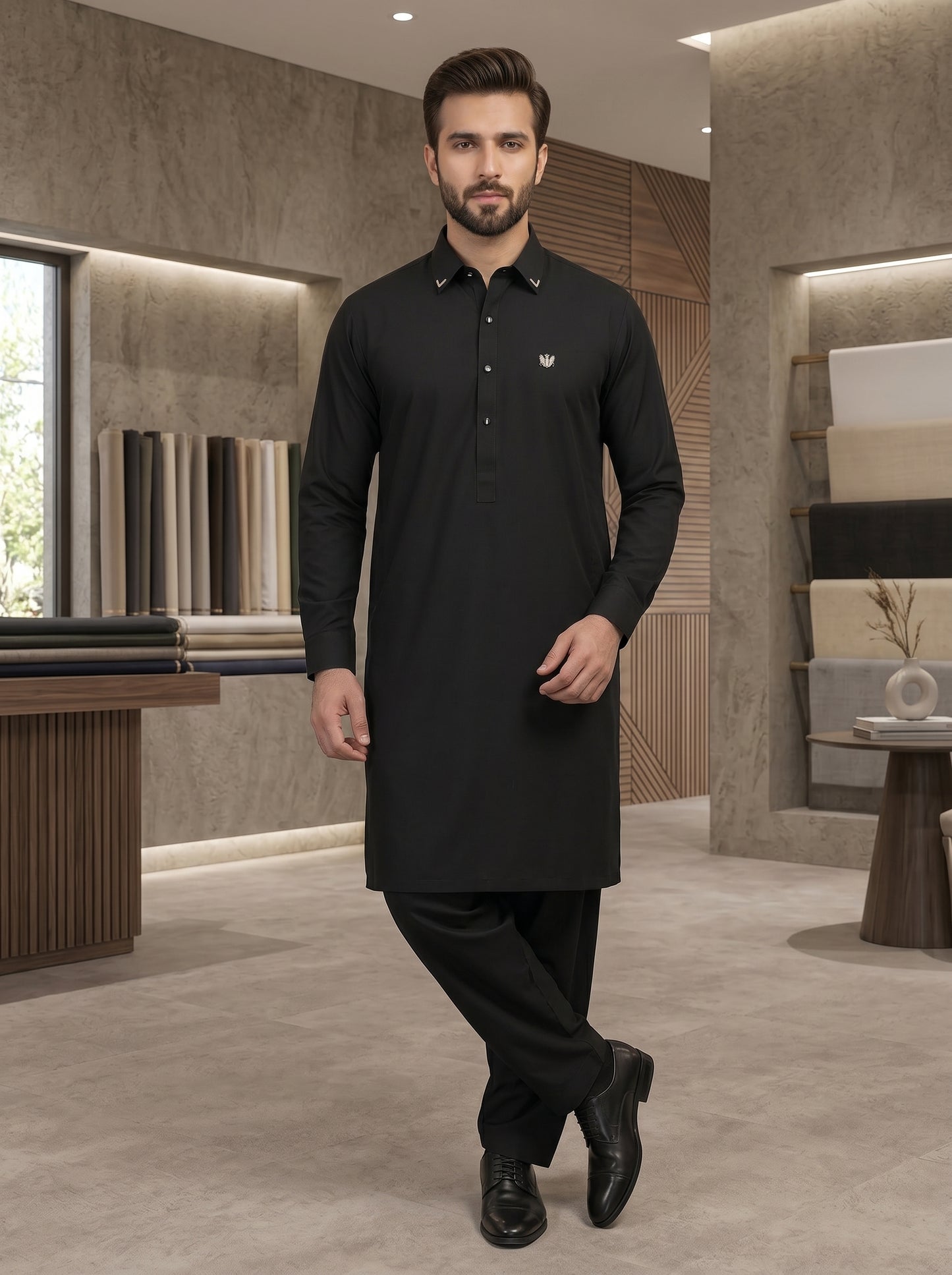 Men Black Cotton kameez Shalwar
