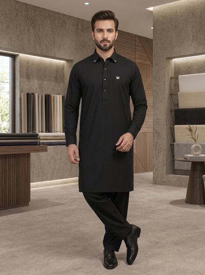 Men Black Cotton kameez Shalwar