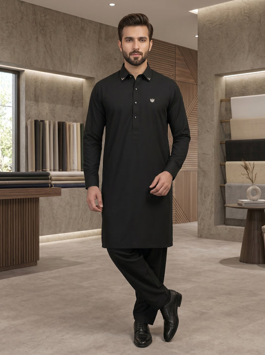 Men Black Cotton kameez Shalwar