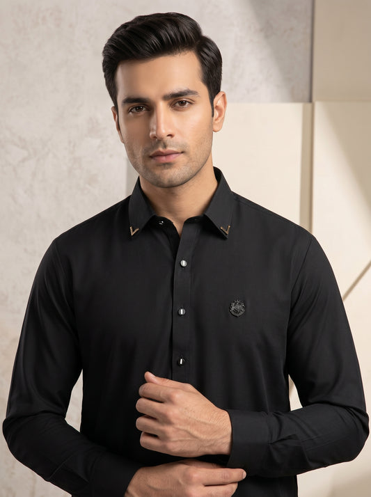 Men Black Cotton Shalwar kameez