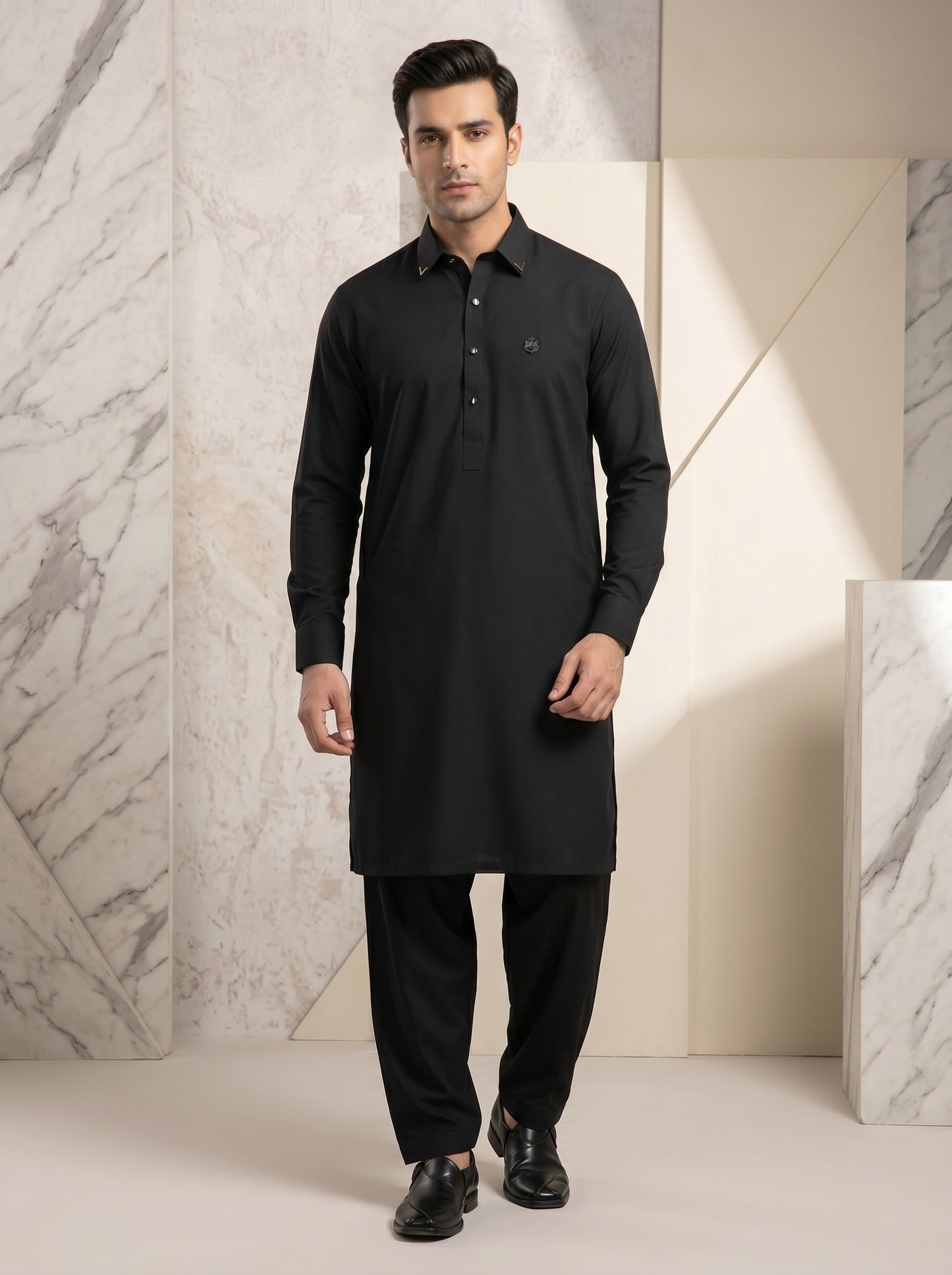 Men Black Cotton Shalwar kameez