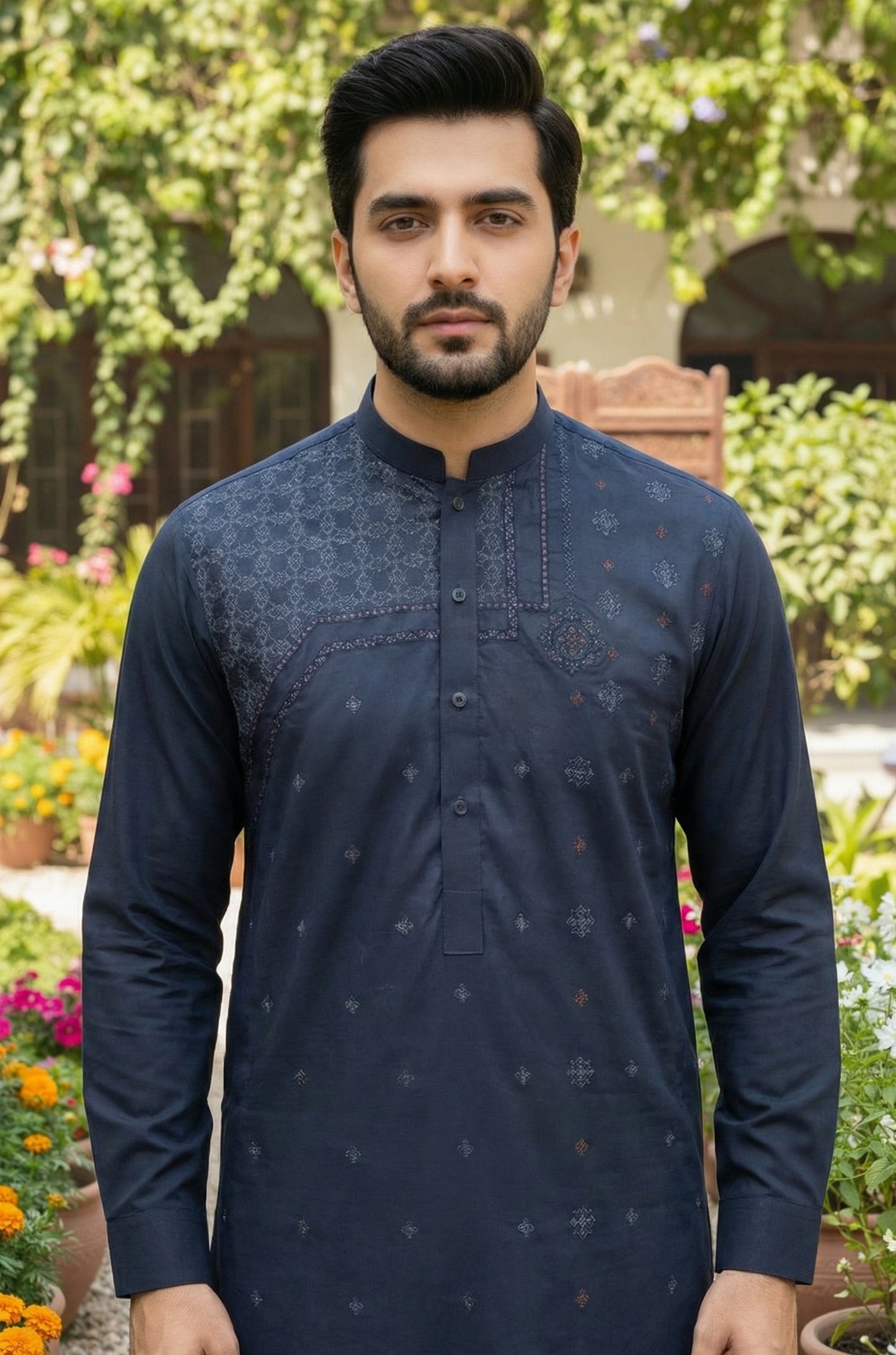 Premium Navy Blue Pajama Kameez