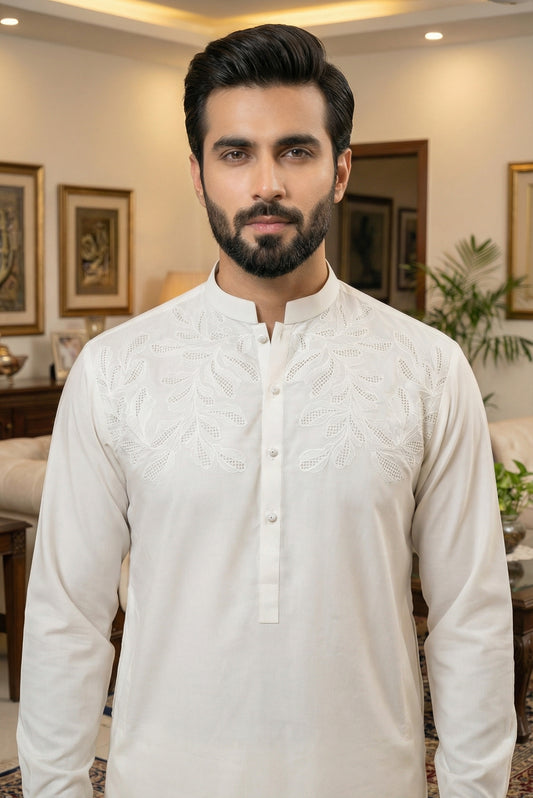 Men Off-White Cotton Pajama Kameez