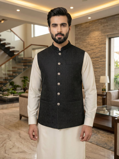 Men Black Waistcoat